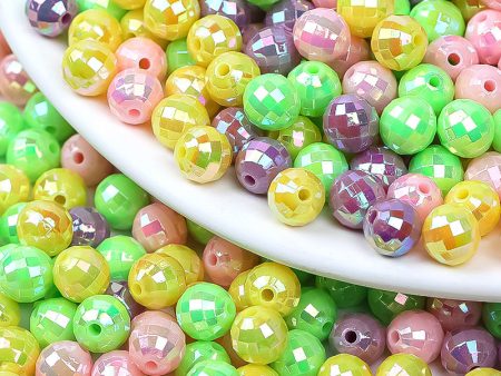 Wholesale 1000PCS PACK 8mm Acrylic Plating AB Beaded Color Balls Plastic Straight Hole Beads Fashion