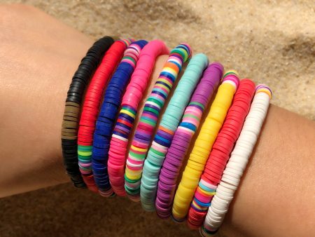 Wholesale 6mm Colored Soft Pottery Elastic Cord Bracelet For Discount