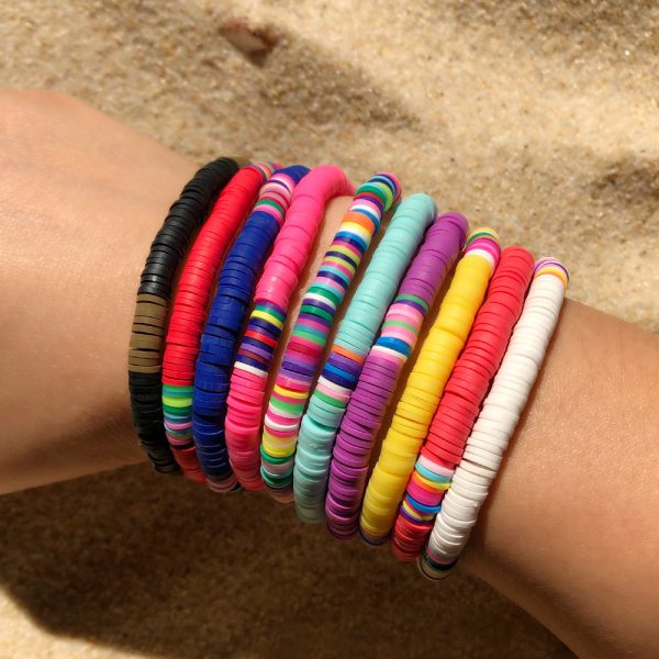 Wholesale 6mm Colored Soft Pottery Elastic Cord Bracelet For Discount