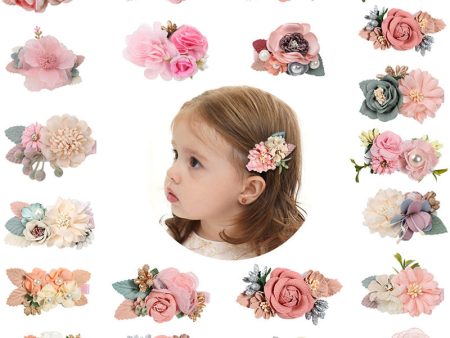 Wholesale Three Sets Pink Fake Head Flower Hair Clips Sale