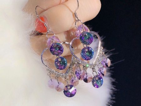 Wholesale Synthetic Crystal Long Heart Earrings Online