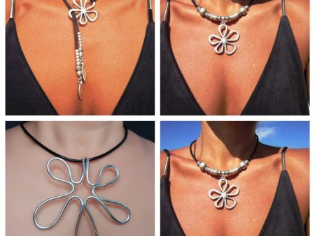 Wholesale Alloy Korean Velvet Wax Rope CCB Hollow Big Flower Pendant Necklaces Fashion