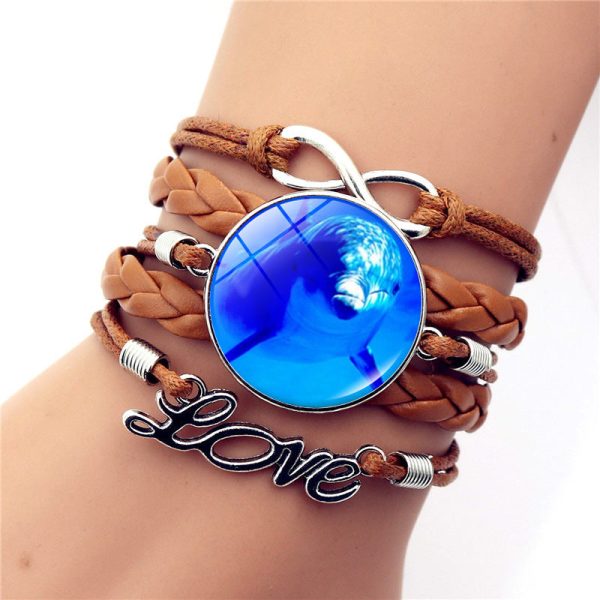 Wholesale Turtle Dolphin Leather Infinity Symbol LOVE Brown Multilayer Weave Alloy Bracelet Online Hot Sale