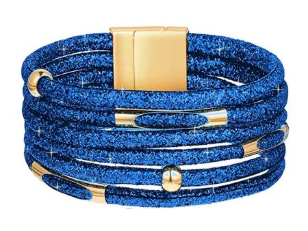 Wholesale Alloy Glitter Magnet Buckle Leather Copper Tube Bracelet For Cheap