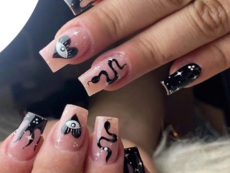 Wholesale Black Snake Devil Eyes Nail Stickers For Discount