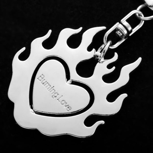 Wholesale Zinc Alloy Burning Flame Love Heart Keychain Online now