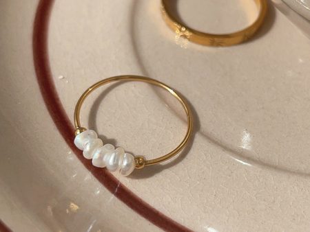 Wholesale Natural Pearl Titanium Steel Ring For Sale