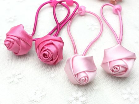 Wholesale 10pcs Fabric Rose Hair Tie For Sale