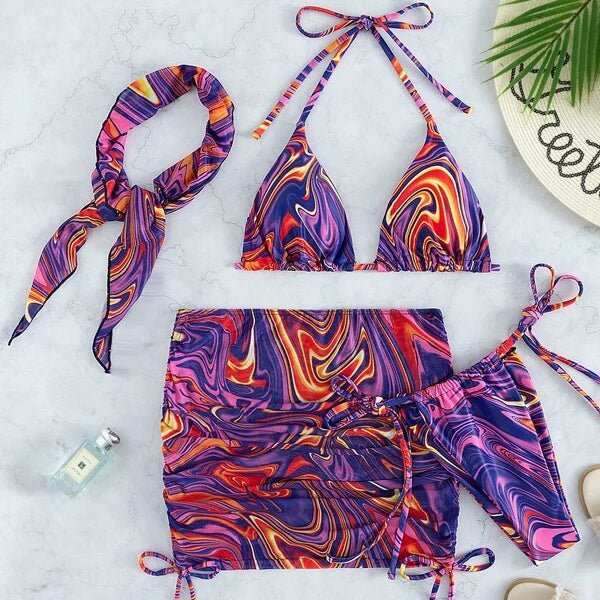 Wholesale Tie Dye Dress Three-Piece Set Swimwear Online Hot Sale