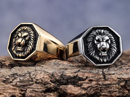 Wholesale Titanium Steel Lion Head Ring on Sale