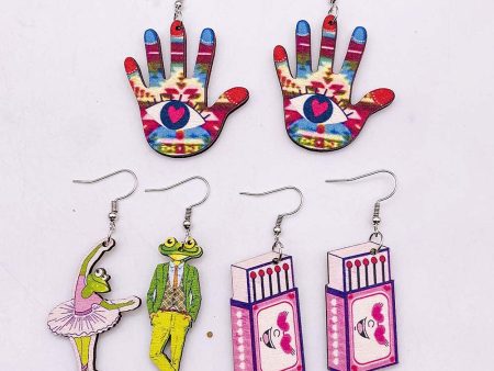 Wholesale Wooden Frog Prince Ballet Girl Pendant Earrings For Cheap