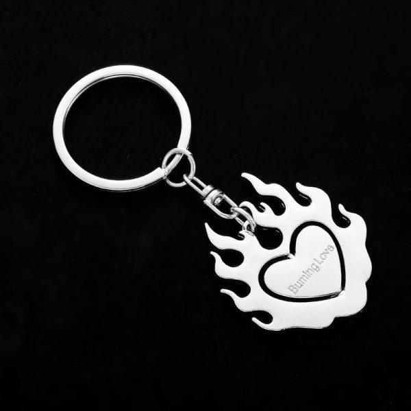 Wholesale Zinc Alloy Burning Flame Love Heart Keychain Online now