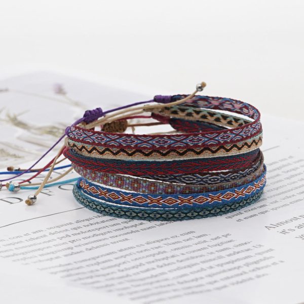 Wholesale Vintage Ethnic Webbing Faux Leather Bracelet For Sale