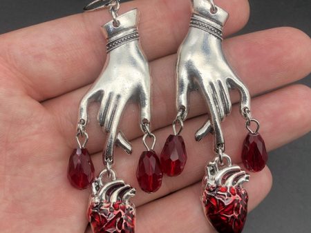 Wholesale Waterdrop Ruby Hands Alloy Earrings Online Hot Sale