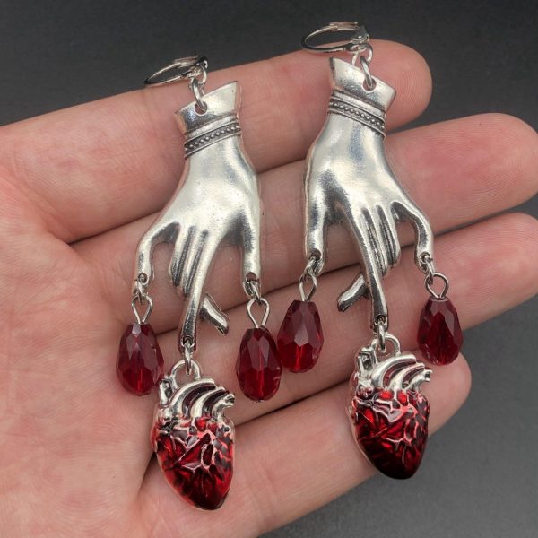 Wholesale Waterdrop Ruby Hands Alloy Earrings Online Hot Sale