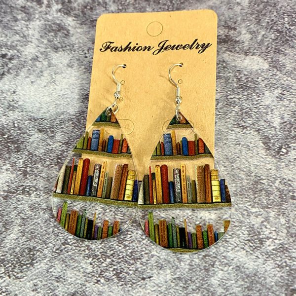 Wholesale Water Drop Stitching Bookshelf Acrylic Earrings Hot on Sale