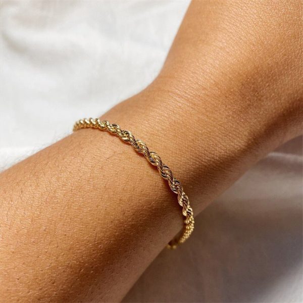 Wholesale Twist Chain Gold Stainless Steel Bracelet Supply