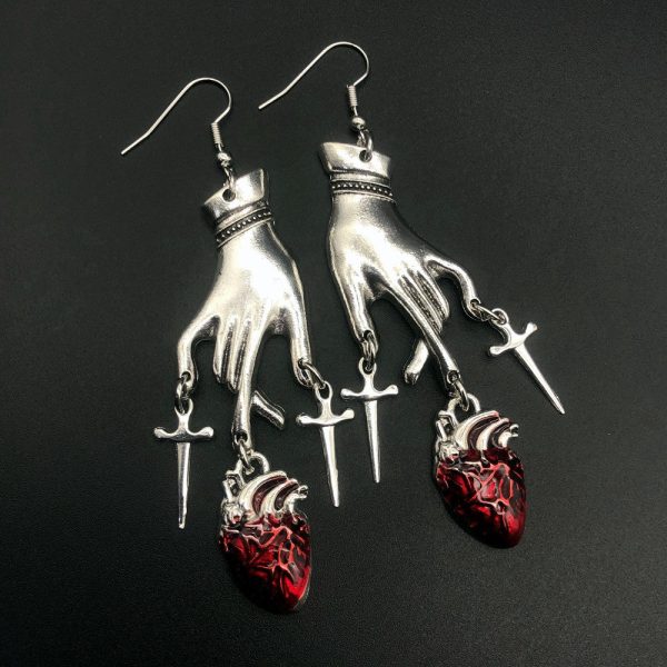 Wholesale Waterdrop Ruby Hands Alloy Earrings Online Hot Sale