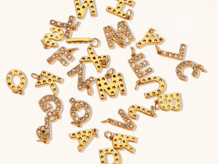 Wholesale Stainless Steel Gold Plated 8mm CNC Diamond English Letter Pendant on Sale