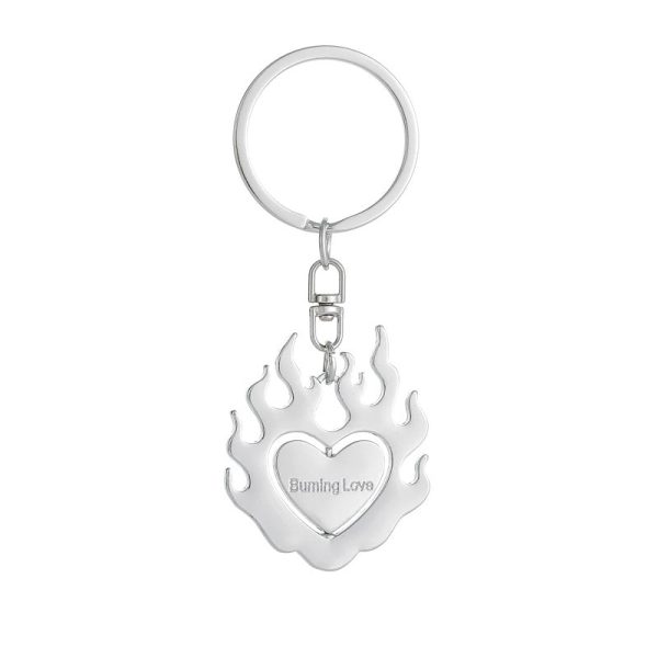 Wholesale Zinc Alloy Burning Flame Love Heart Keychain Online now