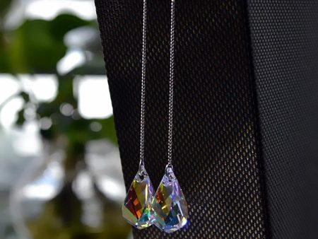 Wholesale 925 Silver Needles Crystal Long Water Drop Tassels Earrings Sale