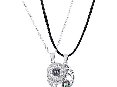 Wholesale Sun Moon Couple Projection Magnetic Pendant Copper Necklaces Discount