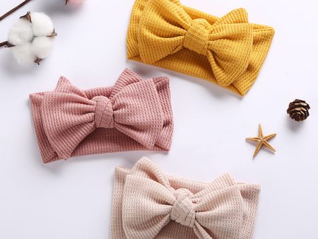 Wholesale Big Bow Baby Double Layer Waffle Headband on Sale