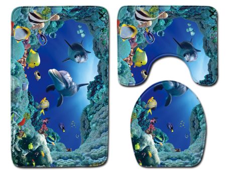 Wholesale Sea World Toilet Set Three-piece Bath Kitchen Non-slip Carpet Online