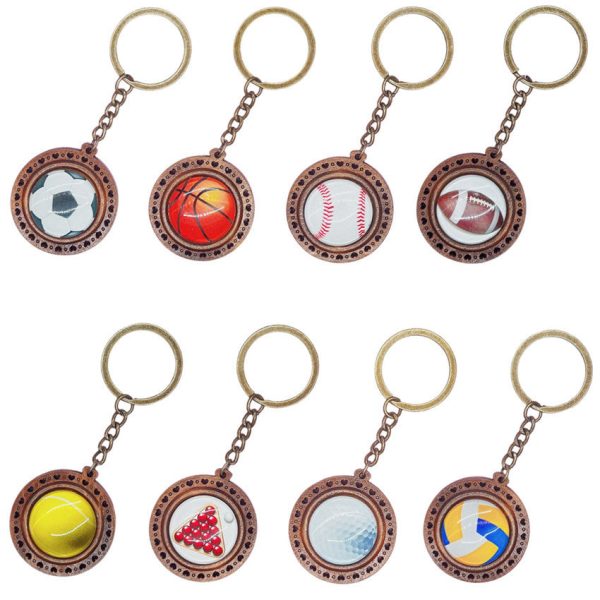 Wholesale Wooden Football Baseball Keychain Cheap