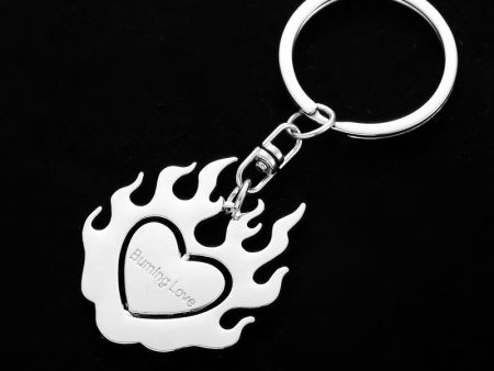 Wholesale Zinc Alloy Burning Flame Love Heart Keychain Online now