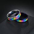 Wholesale Titanium Steel Rainbow Flag Ring For Cheap