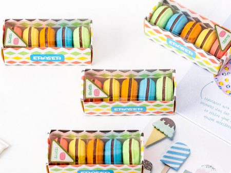 Wholesale TPR Box of 5 Candy Color Macarons Eraser on Sale