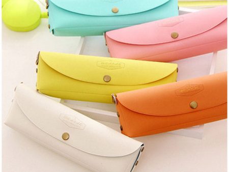 Wholesale Cute Candy Color PU Pencil Case Hot on Sale